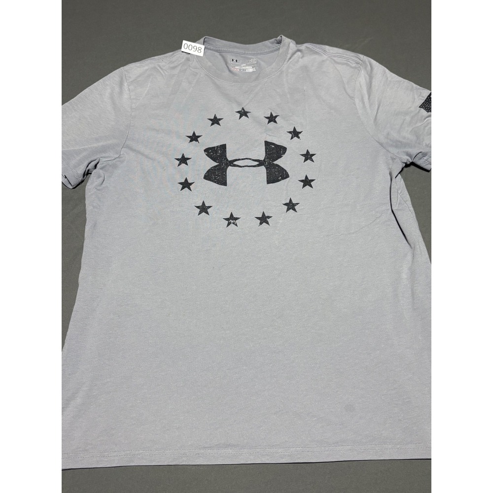Under Armour Freedom Mens Grey Graphic T-Shirt Stars Flag Logo Large